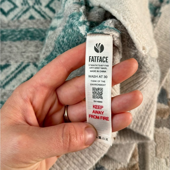 Fat Face Josie Cardigan Turquoise, Gray and White US size 6 - Picture 12 of 16